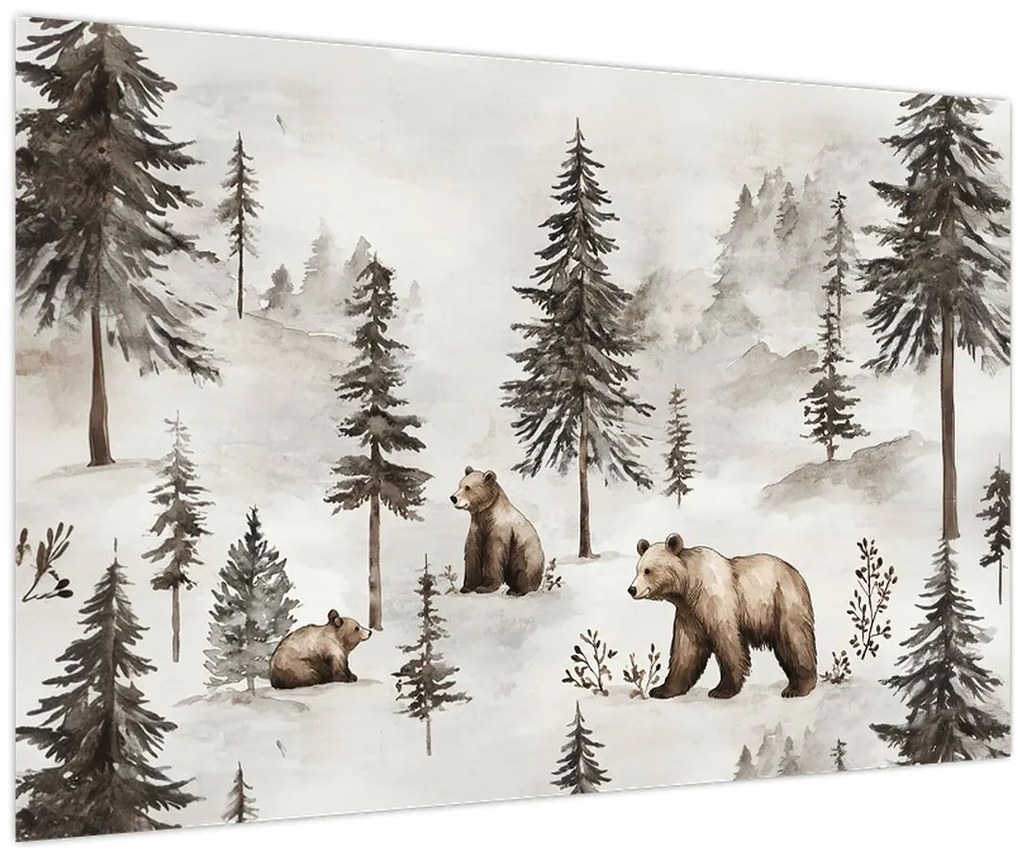 Tablou - Pădure cu Urși (90x60 cm)