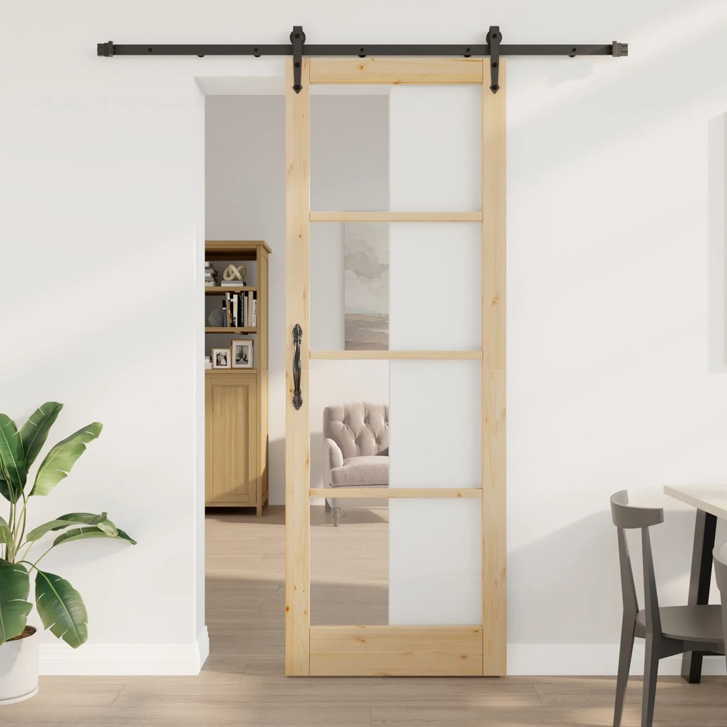 vidaXL Ușă glisantă Manual Maro 83 x 232 cm Lemn și metal