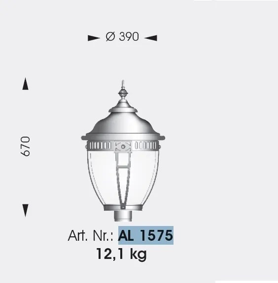 Stalp iluminat exterior din fier forjat, inaltime 362cm, AL 6602