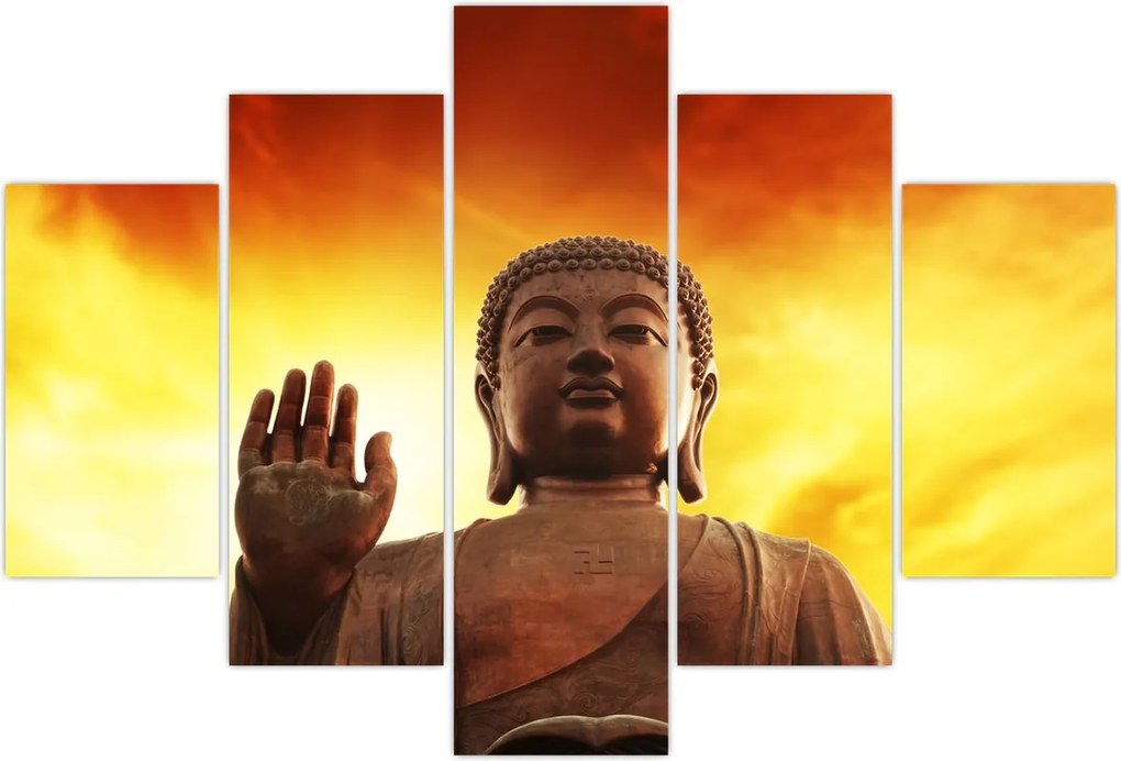 Tablou - Buddha cu fundal roșu și galben (150x105 cm)