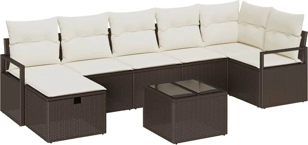 vidaXL Set de canapea cu pernă Manual 8 pcs Maro și Crem poliratan