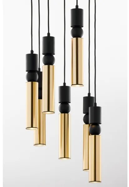 Lustră pe cablu Jupiter 2018 ALAS 7xGU10/10W/230V negru/auriu