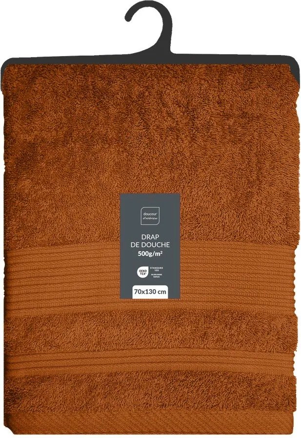 Prosop teracotă din bumbac din frotir 70x130 cm Tendresse – douceur d'intérieur