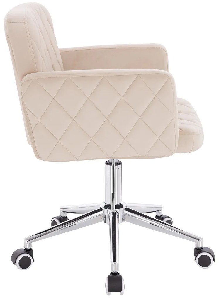 HR802K Scaun Crem din Catifea cu Bază Cromata