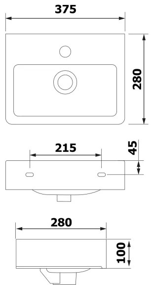 Bruckner - Lavoar NOAM 37,5x28 cm ceramică/ alb