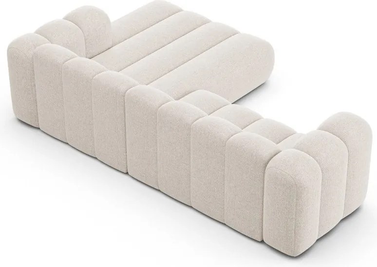 Colțar crem cu tapițerie din chenille (cu colț pe partea dreaptă/cu șezlong) Lupine – Micadoni