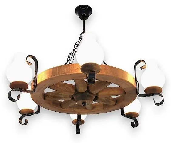 Lustră pe lanț Brilagi ROATA 6xE14/40W/230V fag