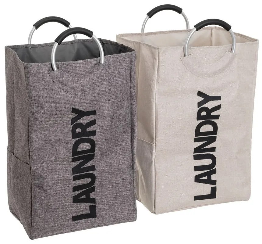 Coșuri de rufe gri-bej 2 buc. din material textil – Casa Selección