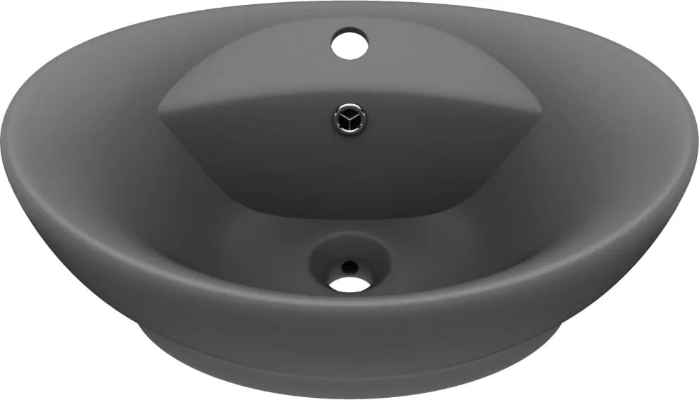 vidaXL Chiuvetă lux cu preaplin gri închis mat 58,5x39cm ceramică oval