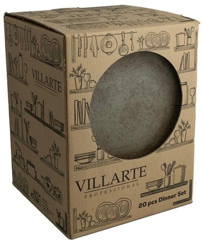 Set farfurii si platouri ceramica 20 piese Callisto TRSM20, maro-verzui