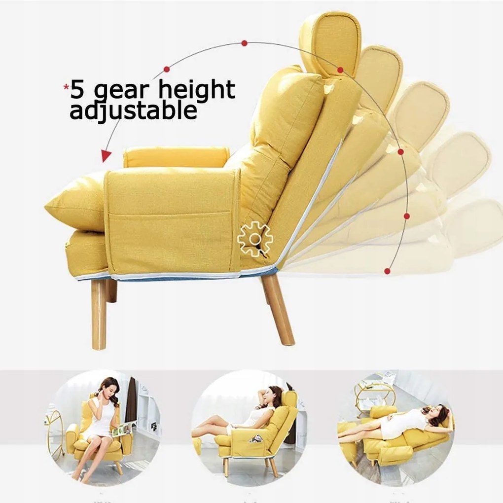 ShopJK FOTOLIU RELAXANT CU TABURETE ȘI SUPORT PENTRU PICIOARE S1380 BEJ DESCHIS