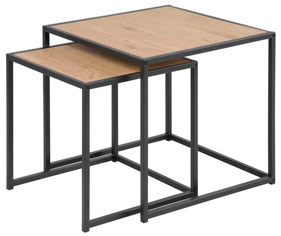 Set de 2 măsuțe de cafea SARON, stejar/negru