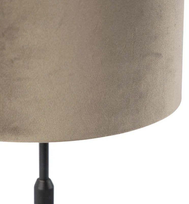 Lampă de masă neagră cu abajur din catifea taupe cu auriu 25 cm - Parte