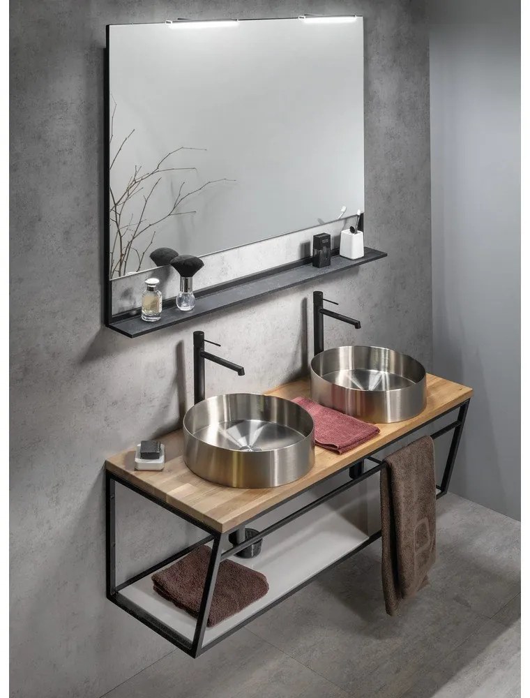 Chiuvetă argintie rotundă din oțel inoxidabil ø 38 cm Aurum – Sapho