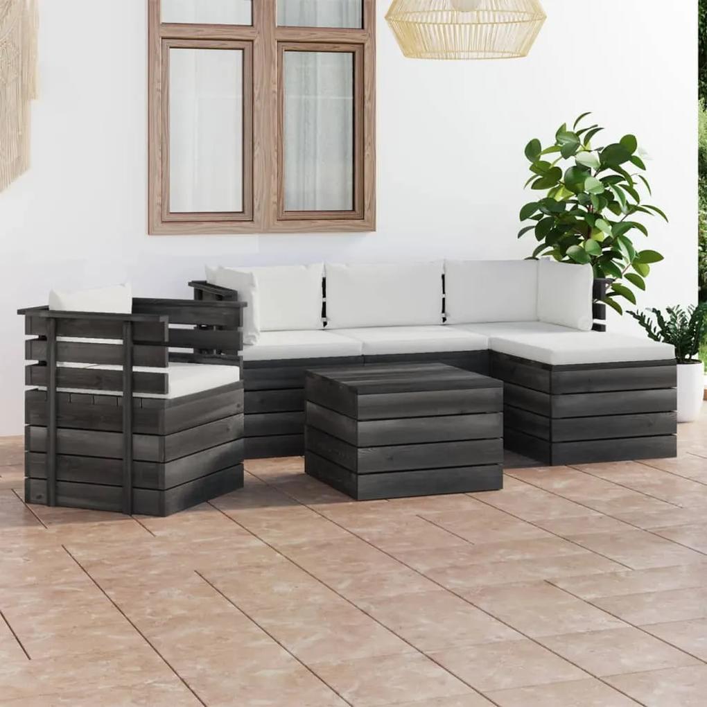 3061853 vidaXL Set mobilier grădină paleți cu perne 6 piese lemn masiv pin