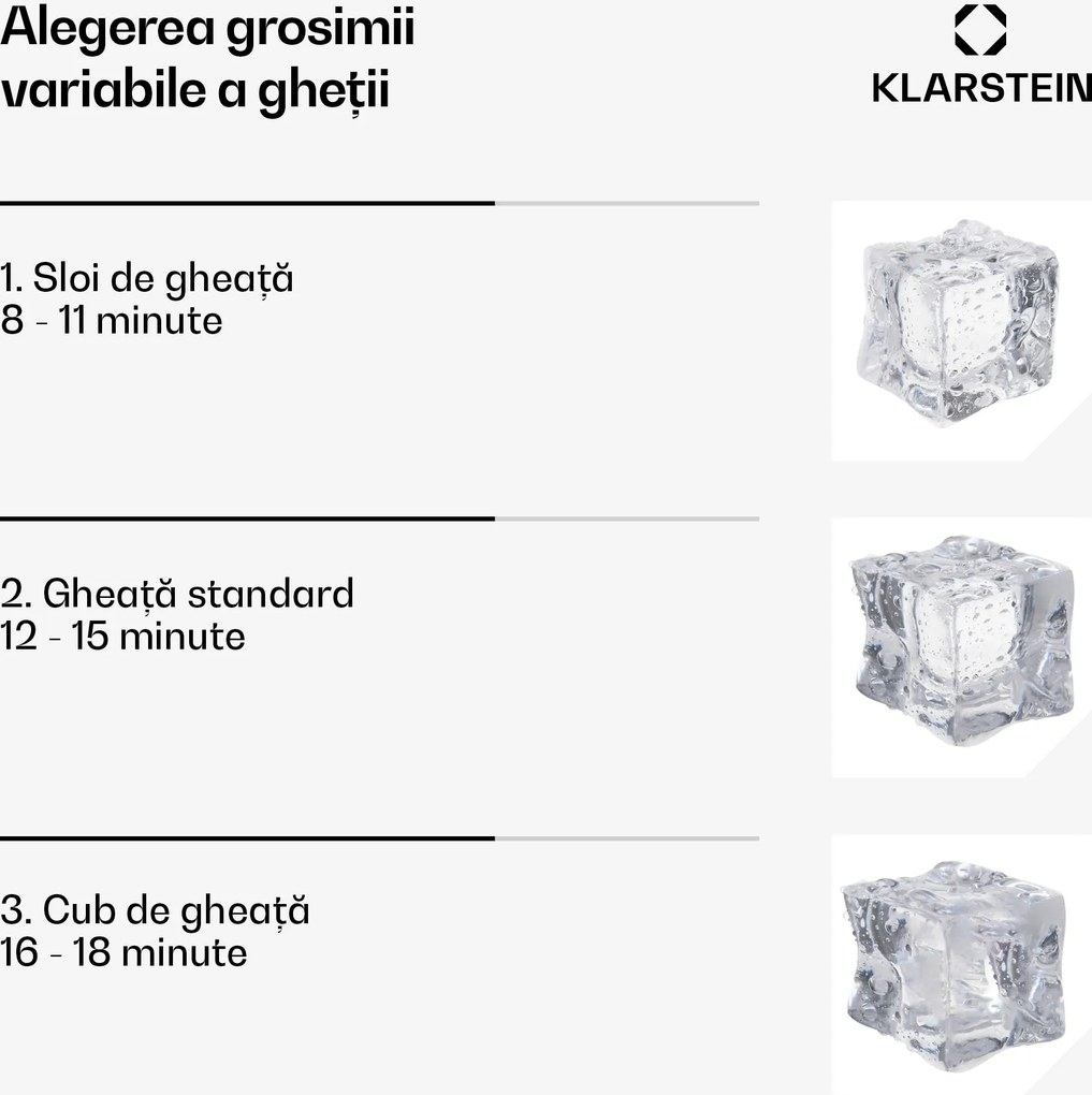 Klarstein Mașină de gheață industrială Glacial, 45 kg, cu afișaj LED și fereastră.