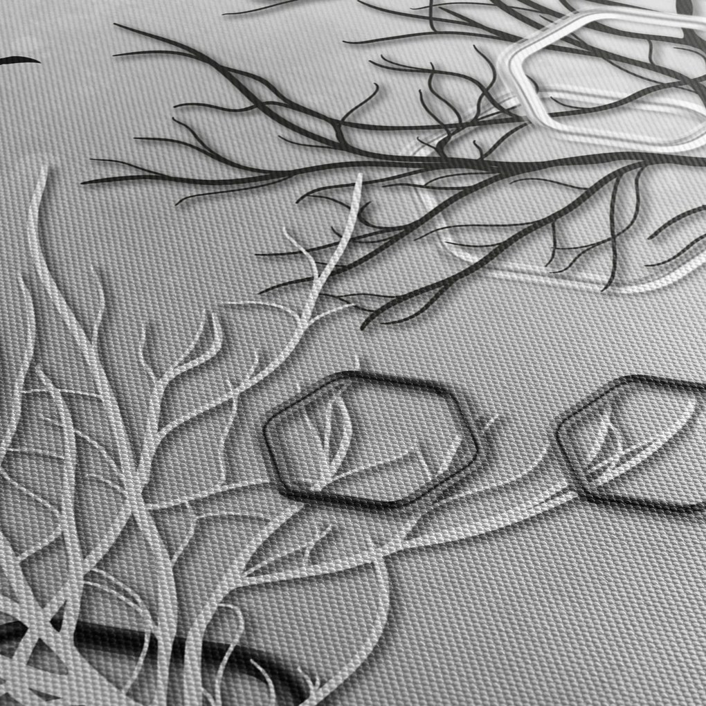 Tablou abstract cu pomi (cu ceas) (90x30 cm)