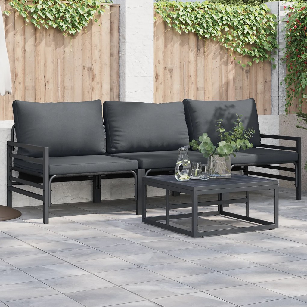 vidaXL Set de canapele pentru grădină 3 pcs Antracit Oțel