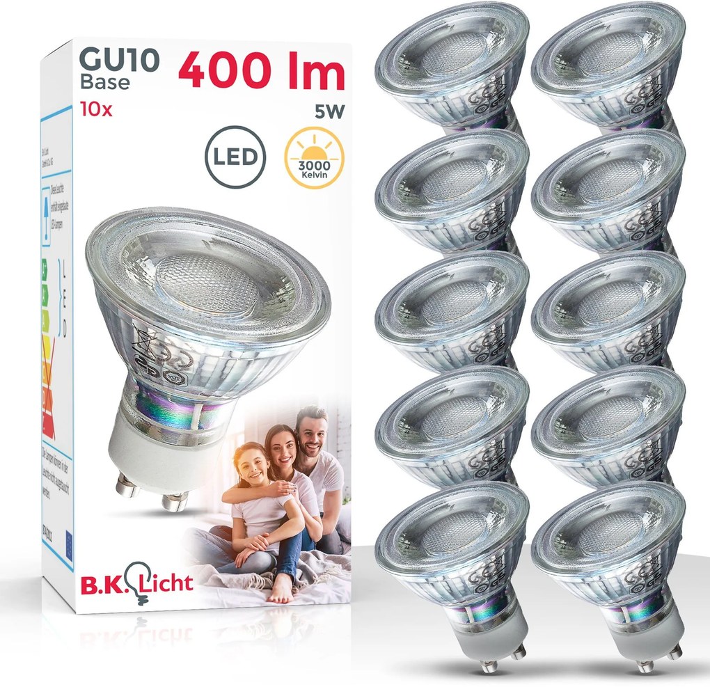 BKLICHT Set 10 becuri LED GU10 alb cald