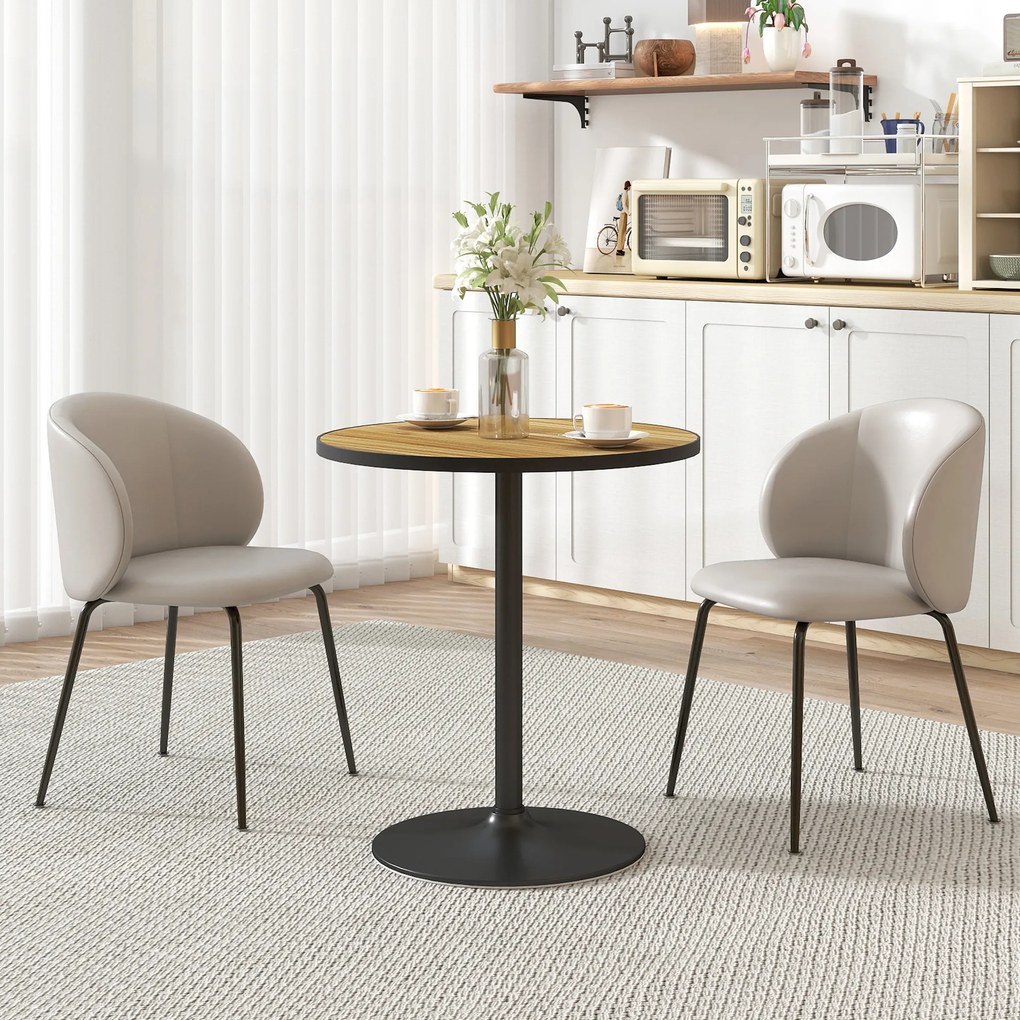 HOMCOM Masa de dining rotundă, Imitație de stejar, design compact, pentru 2-4 persoane, Stejar | Aosom Romania
