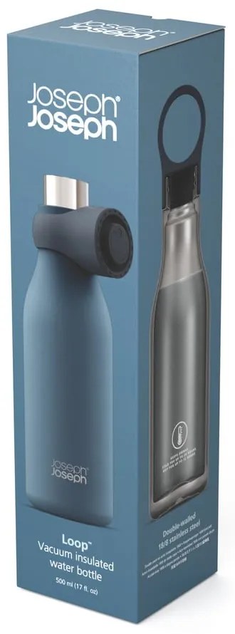 Sticlă albastru-închis de călătorie din oțel inoxidabil 500 ml Loop – Joseph Joseph