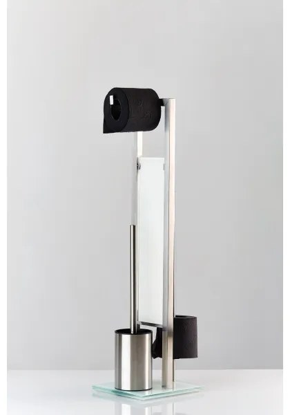 WENKO 21564100 - Perie WC RIVALTA 18x70 cm inox/argintiu/alb/negru