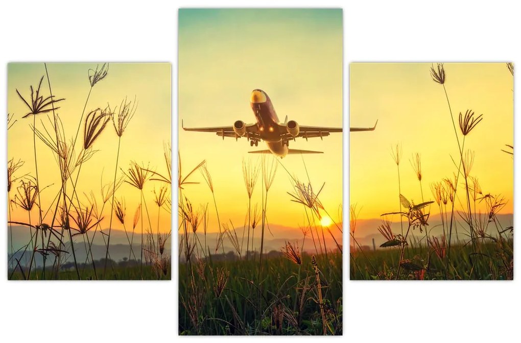 Tablou cu avionul ridicându-se spre zbor (90x60 cm)