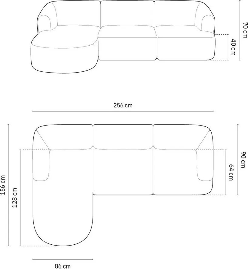 Colțar petrol cu tapițerie din catifea (cu colț pe partea stângă/cu șezlong) Campi – Cosmopolitan Design