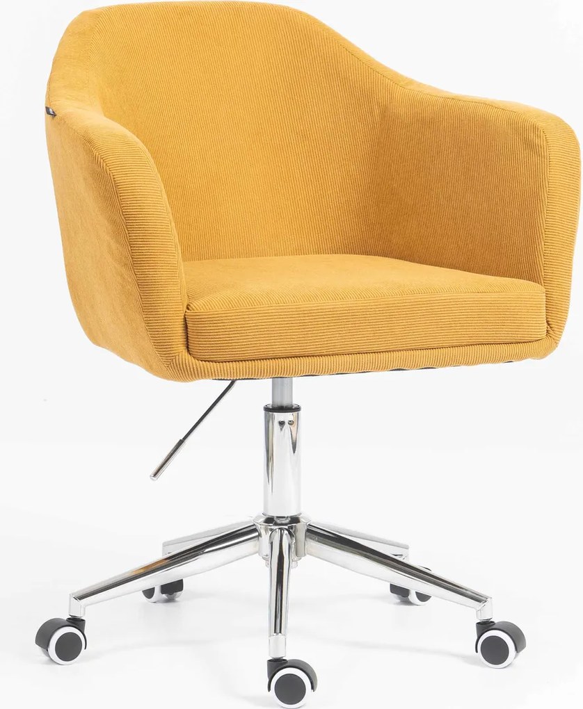 HR832K Scaun Catifea Reiată Premium culoare Curry Galben cu Bază Cromata