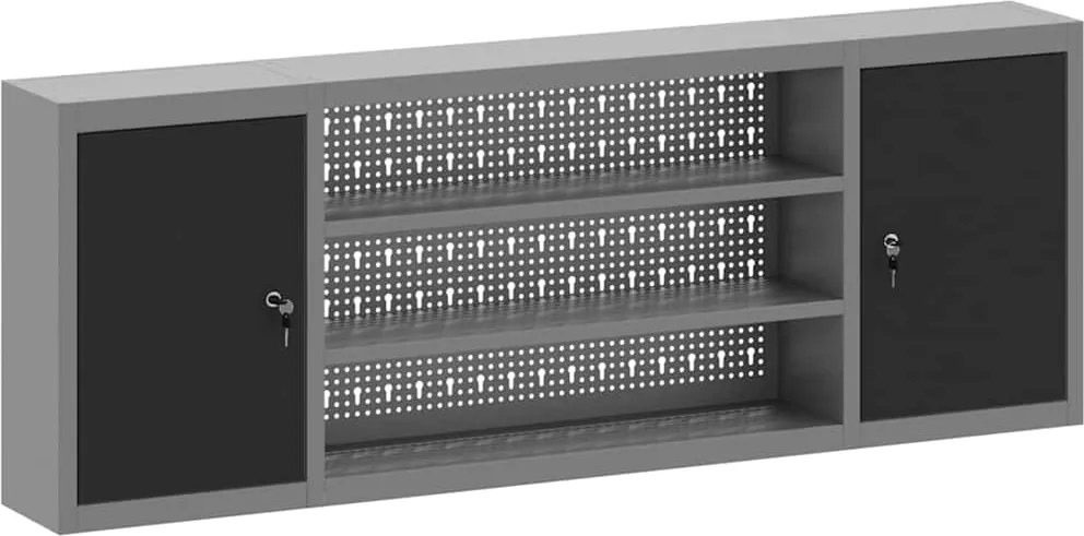 vidaXL Dulap pentru unelte cu raft Negru și Gri 50 x 20 x 55 cm