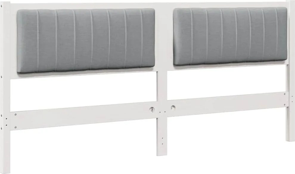 vidaXL Tăblie tapițată cu headboard Alb 180 cm Lemn de pin masiv