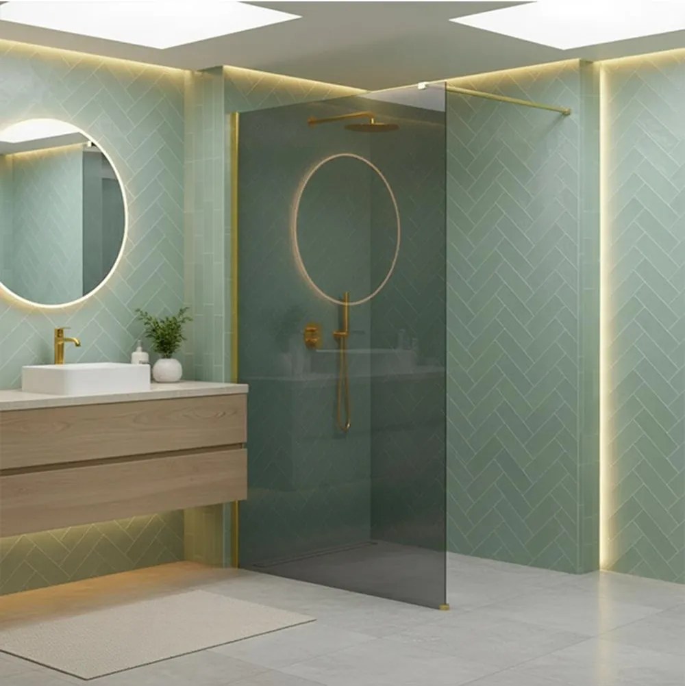 Paravan de dus fumuriu Rea Flexi Grey 100 cm auriu