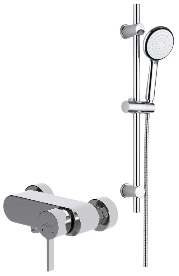 Set dus cu bara, furtun si para dus cu 6 functii Deante Boro si baterie dus Cersanit Luvio