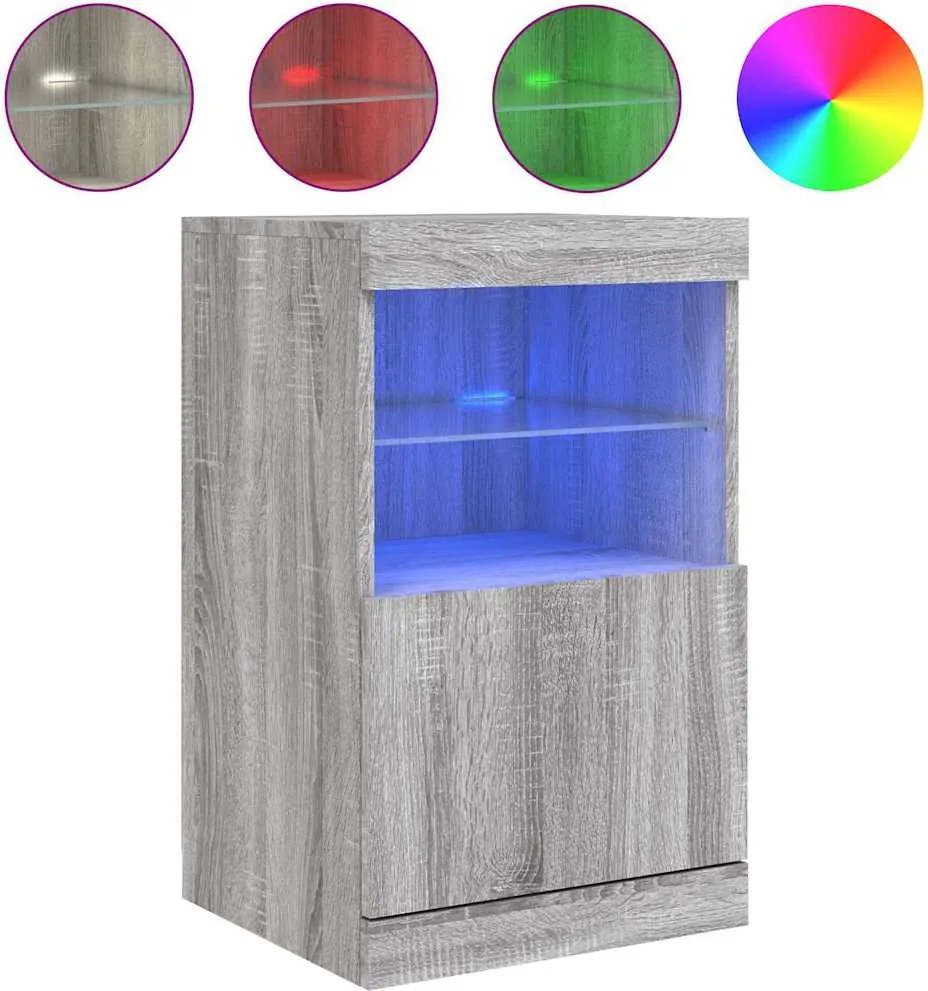 vidaXL Servantă cu lumini LED, gri sonoma, 41x37x67 cm