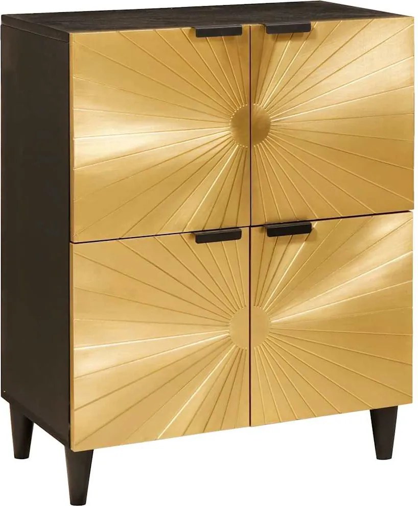 vidaXL Dulap lateral cu depozitare Negru și Aur 60 x 33,5 x 75 cm