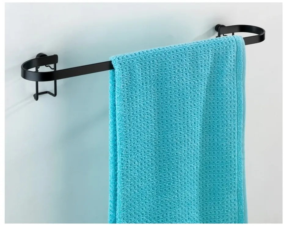 Suport de perete pentru prosoape Wenko Classic Plus, negru