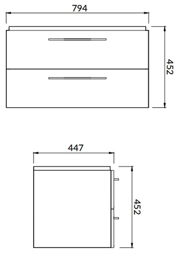 Dulap cu lavoar, 45x79x45 cm, 2 sertare, nuc Nuc, 800x450 mm