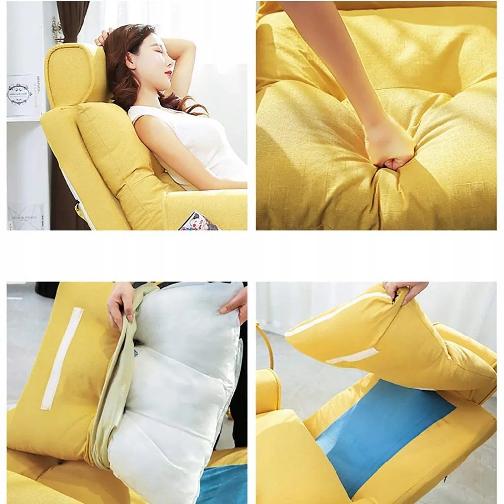ShopJK FOTOLIU RELAXANT CU TABURETE ȘI SUPORT PENTRU PICIOARE S1380 BEJ DESCHIS