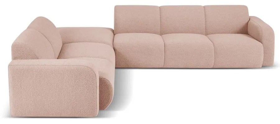 Colțar roz cu tapițerie din stofă bouclé (colț stânga) Molino – Micadoni Home