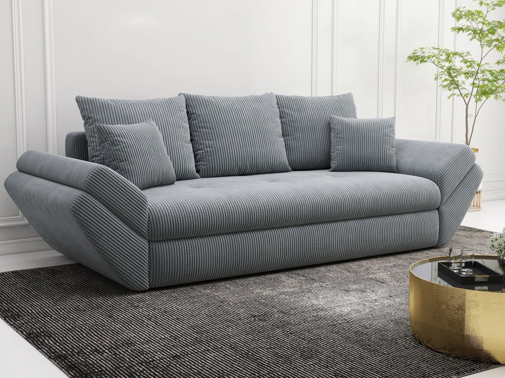 Canapea extensibilă dumonde cu ladă de depozitare si sezut confortabil din spuma high-density, Loana Zoom Grey 250x100 cm