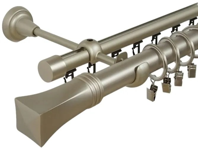 Galerie dubla malaga , teava neteda si profil,grosime 25 si 19mm, crom mat (Alege marime: 160 cm)