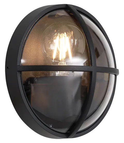 Lampă de perete pentru exterior neagră rotundă IP65 - Target