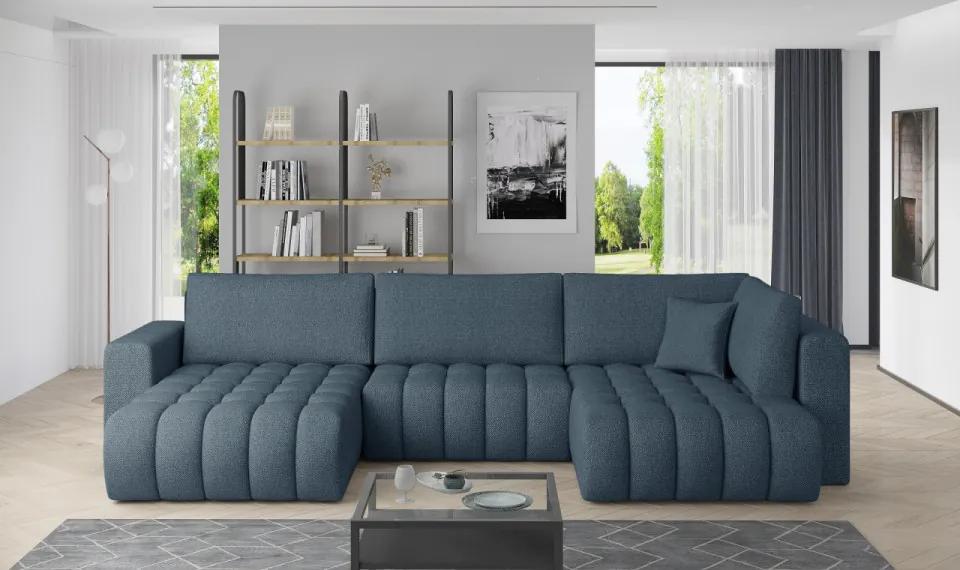 Canapea modulara tapitata, extensibila, cu spatiu pentru depozitare, 340x170x92 cm, Bonito L3, Eltap (Culoare: Albastru - Lukso 40)