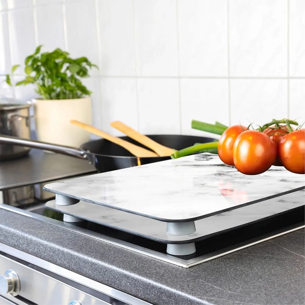 Set 2 protecții din sticlă pentru aragaz Wenko Marble, 52 x 30 cm