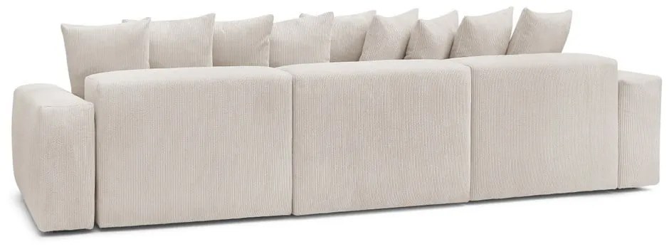 Colțar crem cu tapițerie din catifea reiată Voltaire – Bobochic Paris