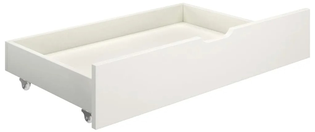 Cadru de pat cu 2 sertare, alb, 90x200 cm, lemn masiv de pin Alb, 90 x 200 cm, 2 Sertare