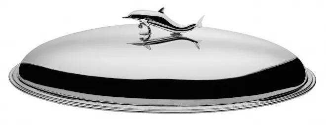 Platou peste argint masiv Dolphin cu capac