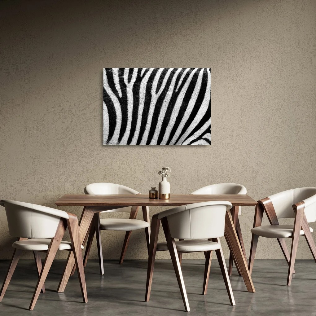 Tablou pe sticlă cu piele de zebră (70x50 cm)