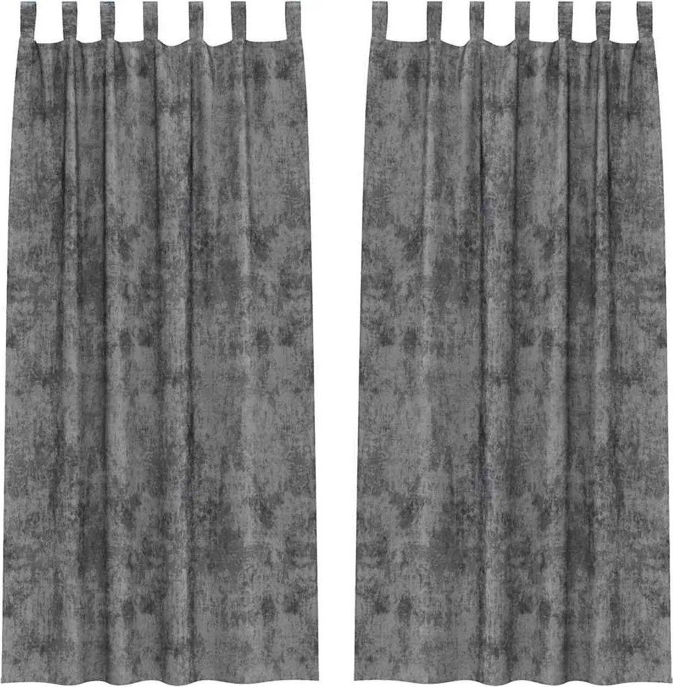 vidaXL Cortine din catifea cu perdele 2 pcs Gri 260 x 140 cm Catifea