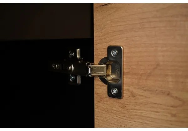 Mobilă de bucătărie MARINA 180 cm, stejar craft/negru lucios